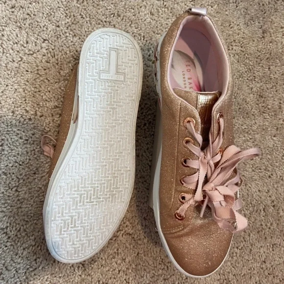 Ted Baker Sparkly Pink Sneakers with Floral Detail - Picture 8 of 8